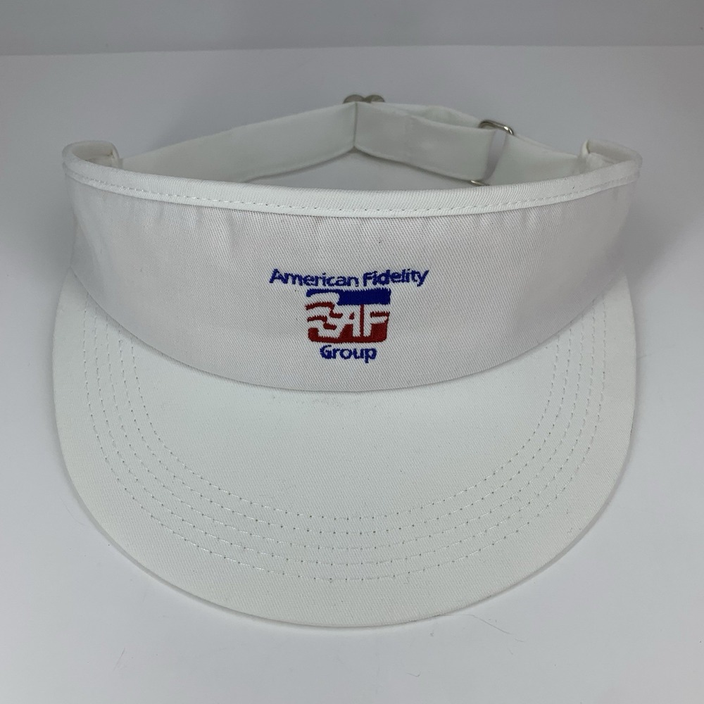 American Fidelity Group Golf Visor White Adjustable K-Products Hat Cap Vintage